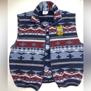 VTG Wool Woven Vest Men Banff Outdoor Nature Discovery 1998 Oversized L